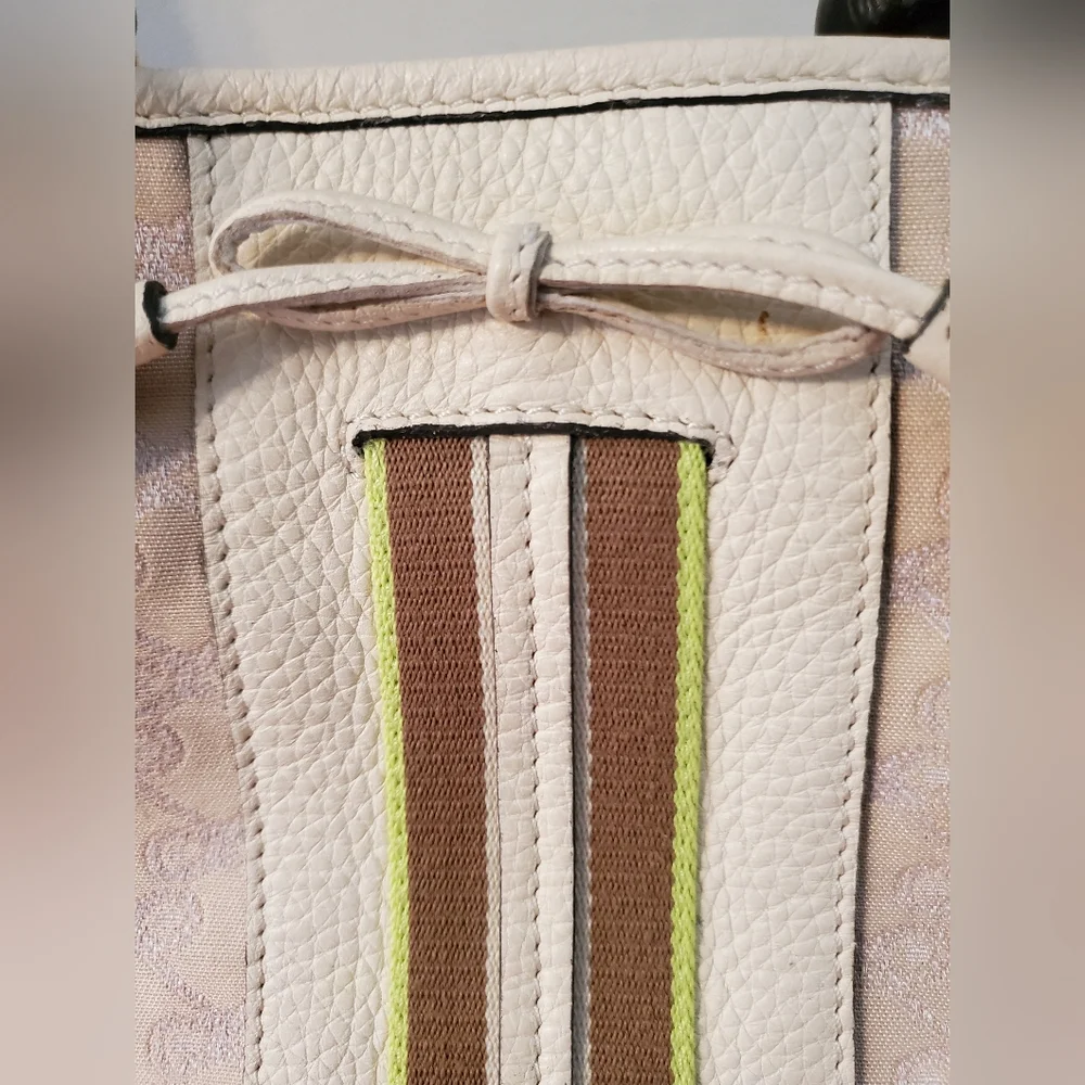 Vintage Anya Hindmarch Signature Striped bucket bag with metal foxhead handles - Picture 3 of 16